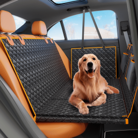 Dog Car Seat Cover for Back Seat with Detachable Hard Bottom, Holds 400lbs, Back Seat Extender for Dog with Mesh Windor and Storage Pocket
