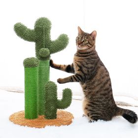 (Do Not Sell on Amazon) Cat Scratching Post Cactus Cat Scratcher Featuring with 3 Scratching Poles and Interactive Dangling Ball