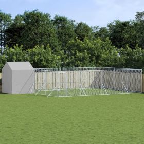 Outdoor Dog Kennel with Roof Silver 32.8'x19.7'x8.2' Galvanized Steel