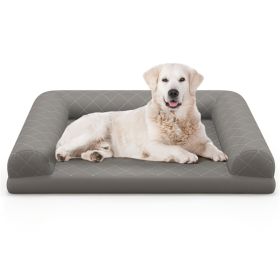 36 Inch Orthopedic Dog Bed, Egg Bubble Dog Cage Bed With 3 Side Pads And Removable Washable Bedspread, Grey (Color: Grey)