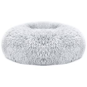Pet Dog Bed Soft Warm Fleece Puppy Cat Bed Dog Cozy Nest Sofa Bed Cushion For S/M Dog (Option: PetCalmingBed GrayL)
