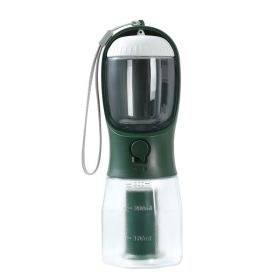 Dog Water Cup Drinking Food Garbage Bag Three-in-one Portable Small Multi-functional Pet Cups Pets Supplies (Option: 300ml Garbage Bag-Dark Green)