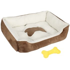 petPet Dog Bed Soft Warm Fleece Puppy Cat Bed Dog Cozy Nest Sofa Bed Cushion Mat For S/M Dog (Option: PetBedBrownM)