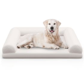 36 Inches  Orthopedic Dog Bed, Egg Bubble Dog Cage Bed With 3 Side Pads And Removable Washable Bedspread, Beige (Color: Beige)