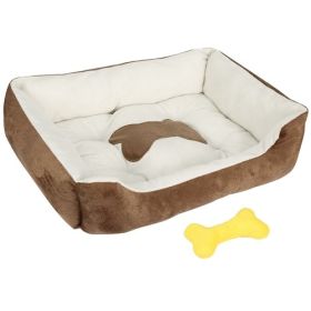 petPet Dog Bed Soft Warm Fleece Puppy Cat Bed Dog Cozy Nest Sofa Bed Cushion Mat For S/M Dog (Option: PetBedBrownL)